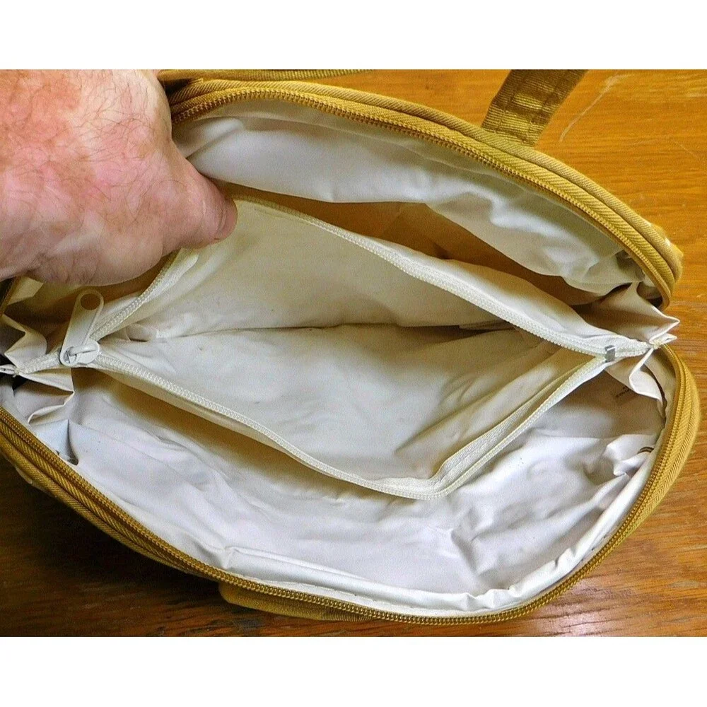 Pair of Vintage Gold and White Patterned Makeup Bags